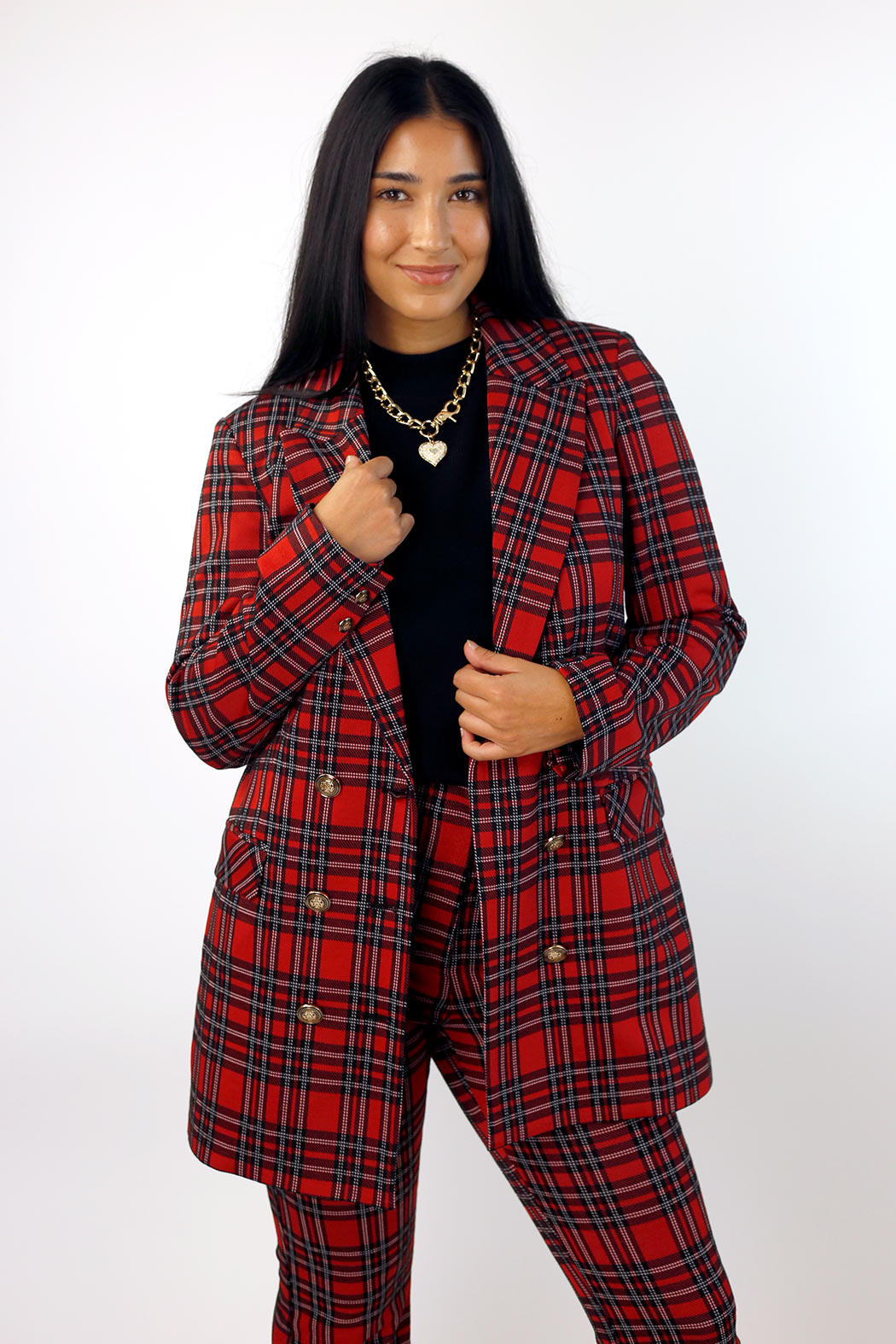 Red Tartan Ponte Blazer