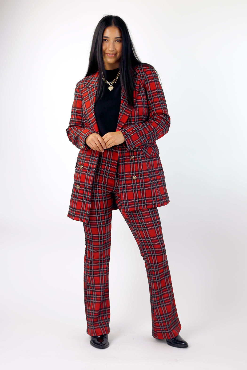 Red Tartan Ponte Blazer