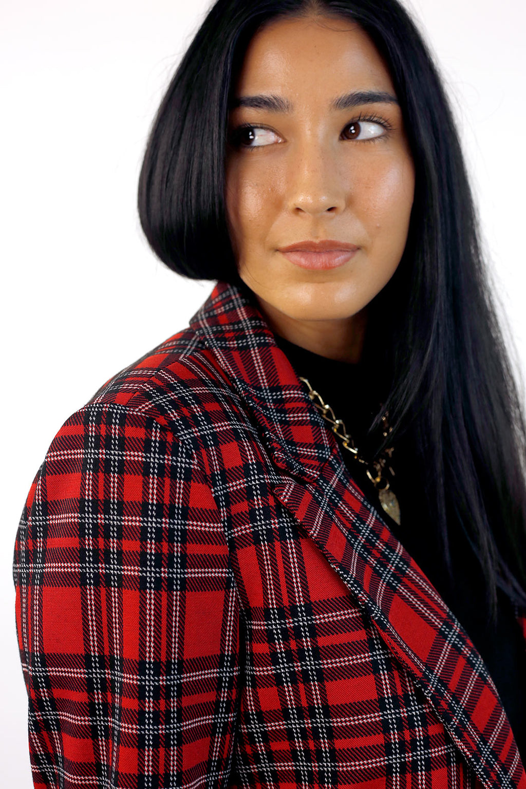 Red Tartan Ponte Blazer