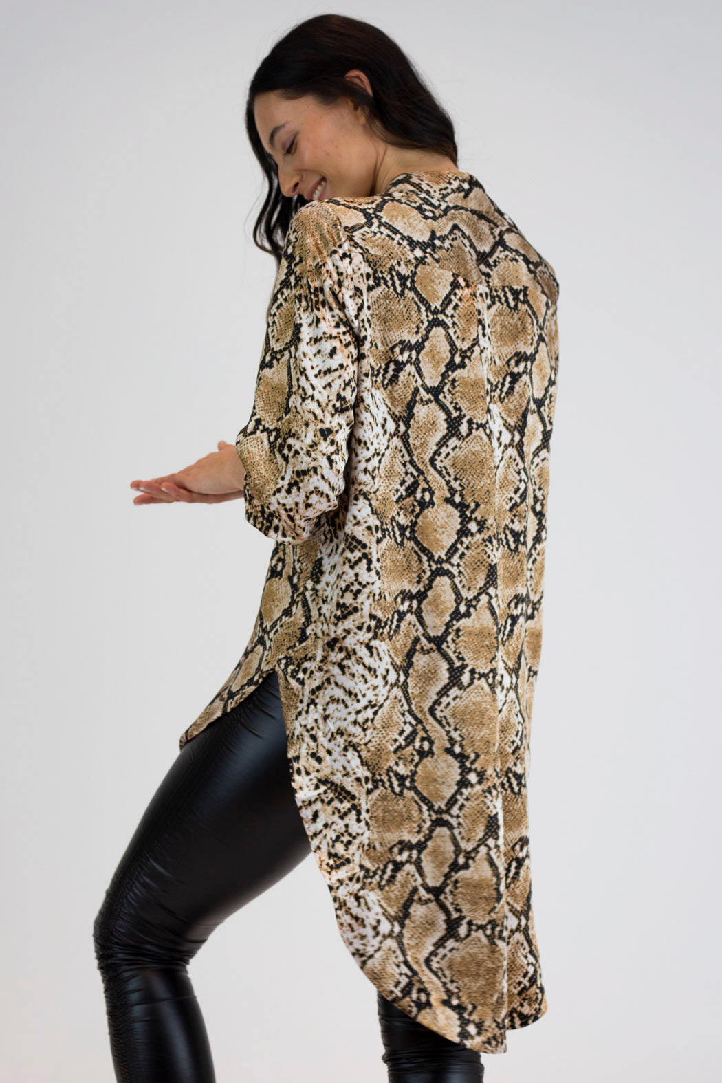 Tan Snake Boyfriend Maxi Shirt - Final Sale