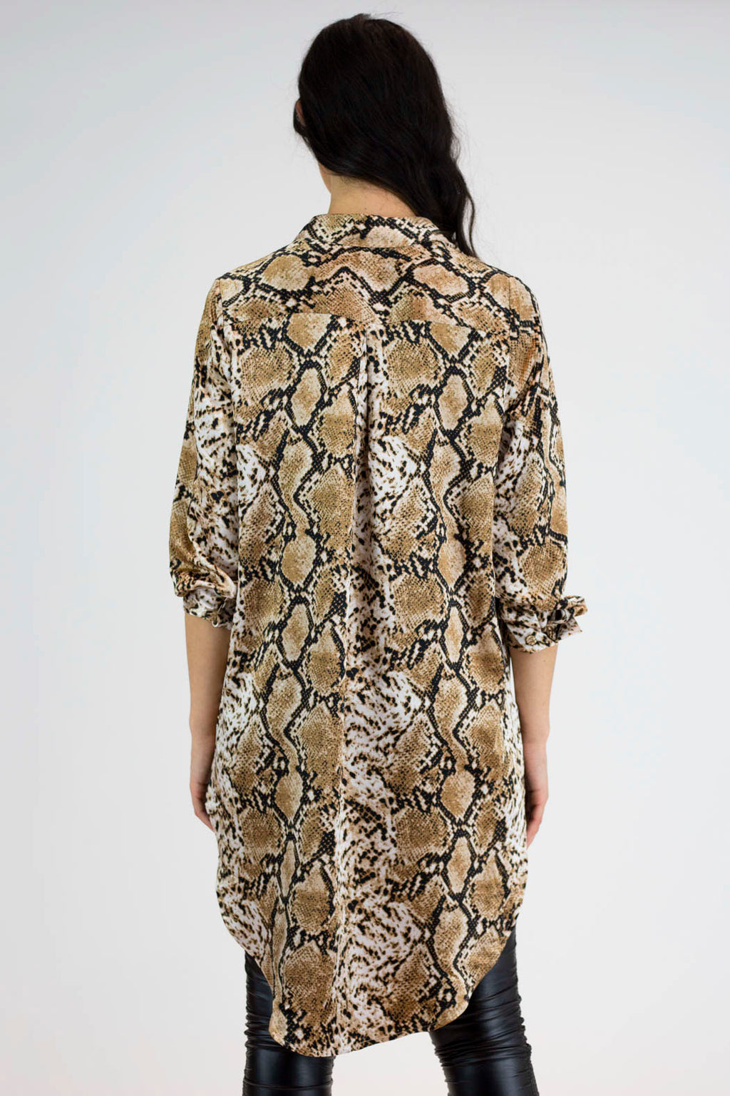 Tan Snake Boyfriend Maxi Shirt - Final Sale