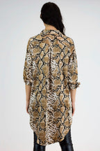 Tan Snake Boyfriend Maxi Shirt - Final Sale