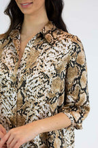 Tan Snake Boyfriend Maxi Shirt - Final Sale
