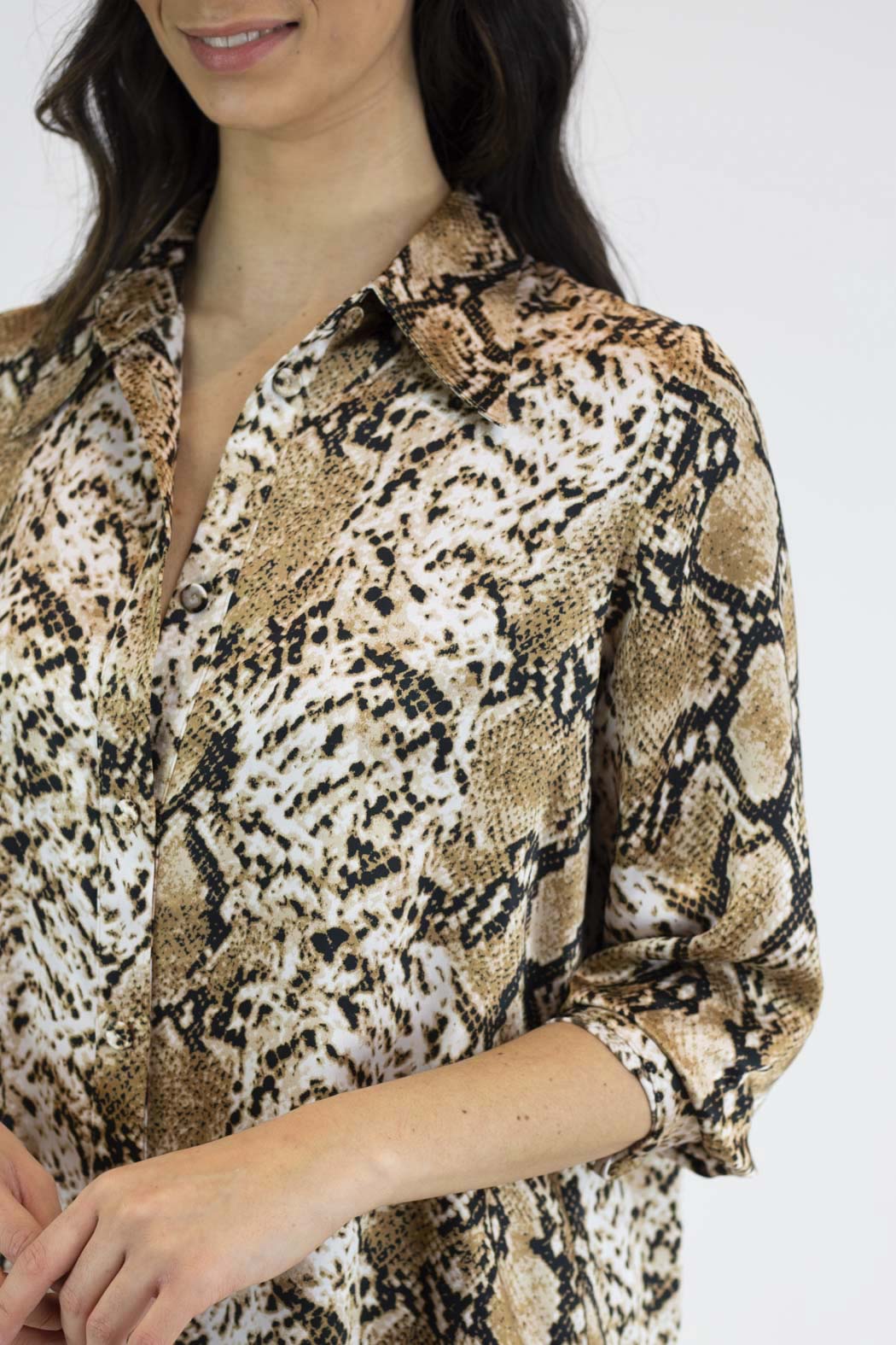 Tan Snake Boyfriend Maxi Shirt - Final Sale