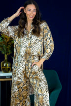 Tan Snake Boyfriend Maxi Shirt - Final Sale