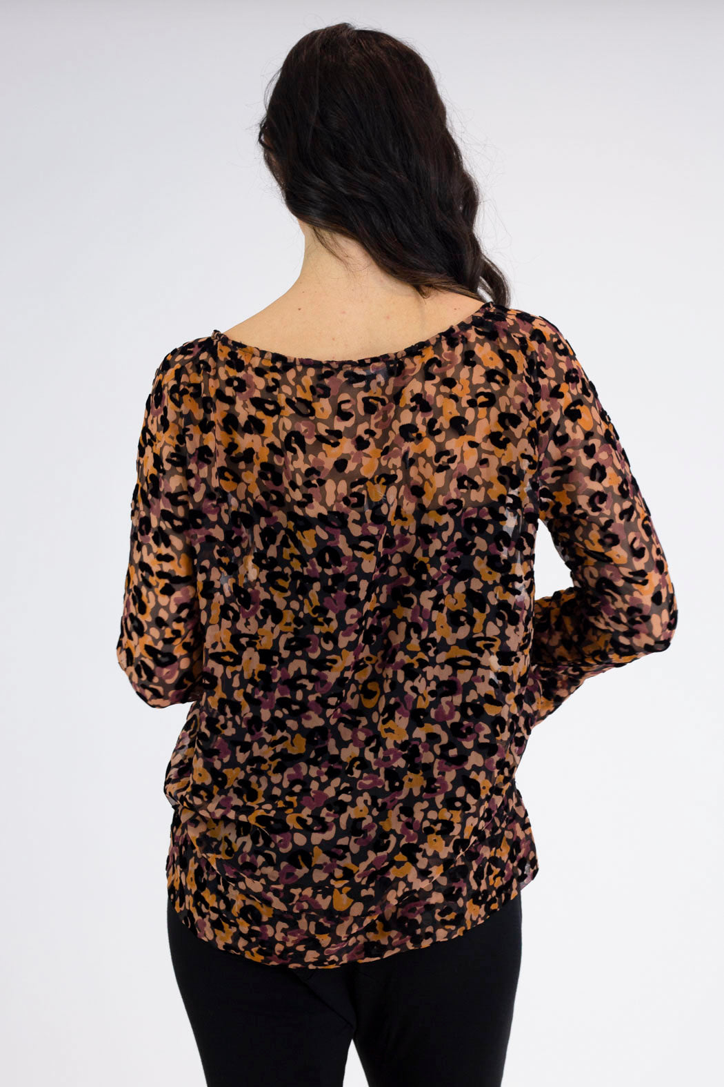 Black Tan Animal Velvet Raglan Top - Final Sale
