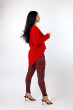 Red Fluffy V-Neck Jumper - SALE