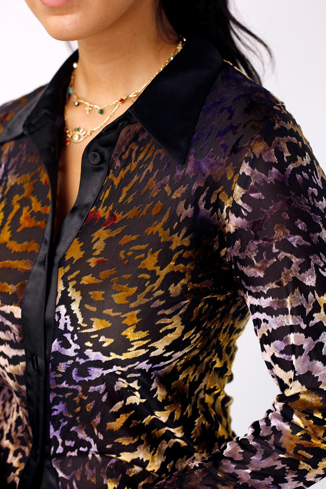Lilac/Gold Burnout Mesh Bodyshirt - FINAL SALE