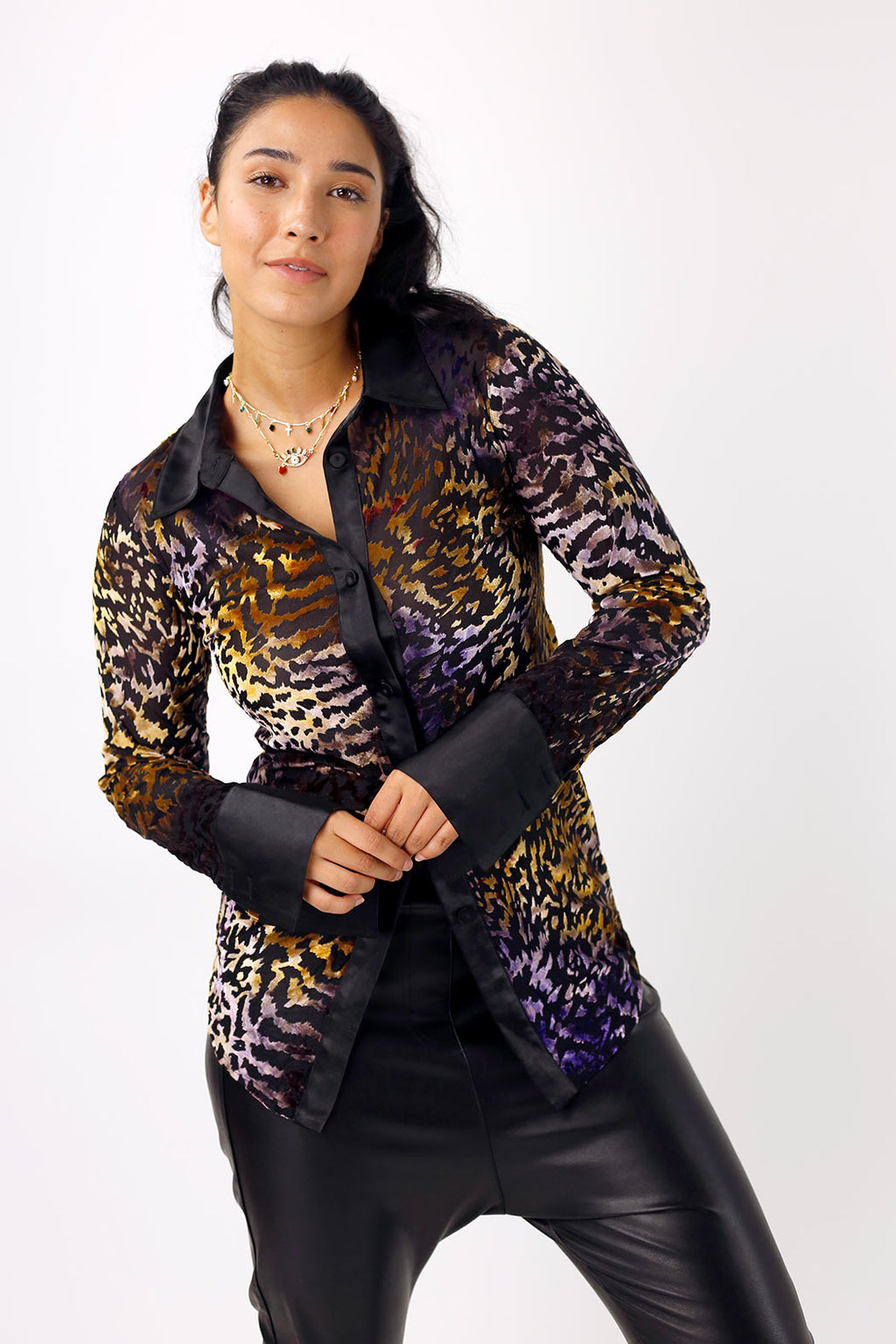 Lilac/Gold Burnout Mesh Bodyshirt - FINAL SALE