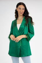 Green Satin Feather Blazer - Sale