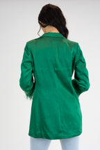 Green Satin Feather Blazer - Sale