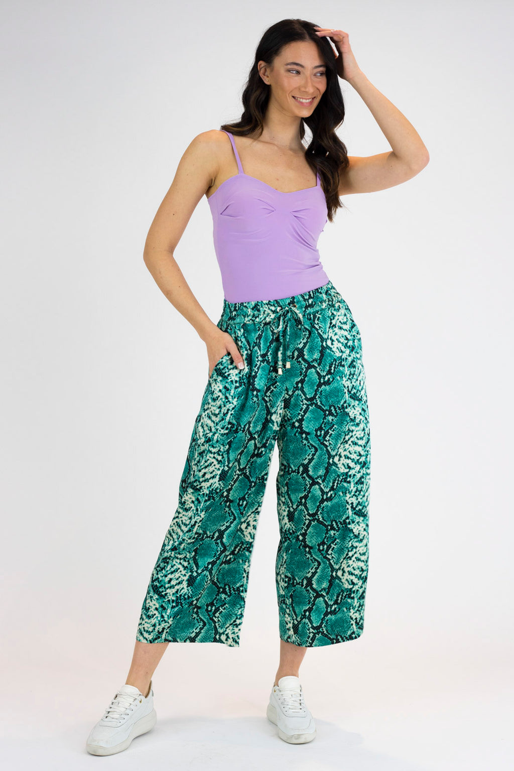 Jade Snake Silky Crop Culottes - Final Sale