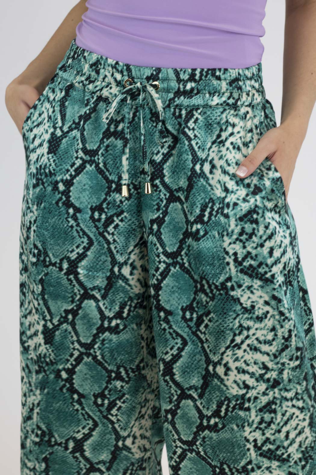 Jade Snake Silky Crop Culottes - Final Sale