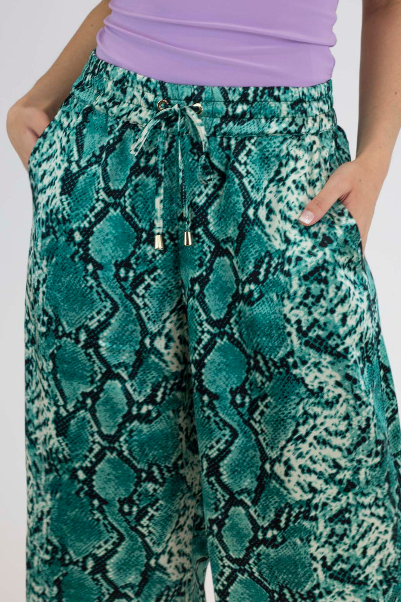 Jade Snake Silky Crop Culottes - Final Sale