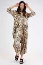 Tan Snake Silky Crop Culottes - Final Sale