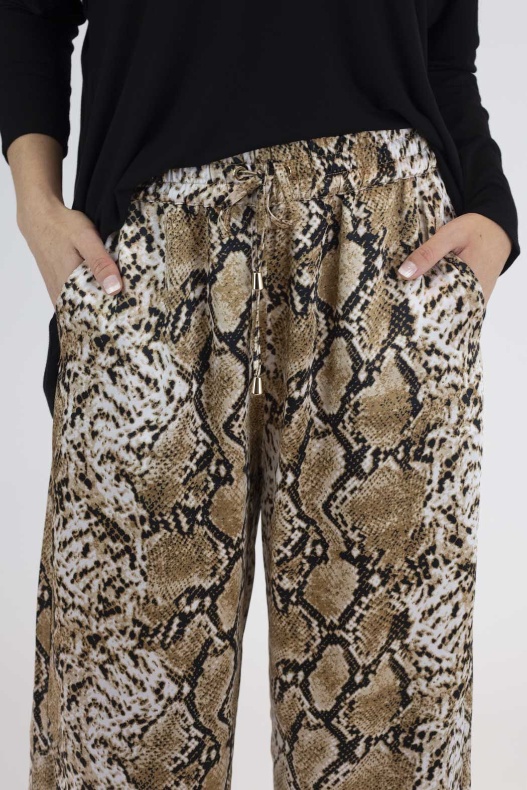 Tan Snake Silky Crop Culottes - Final Sale