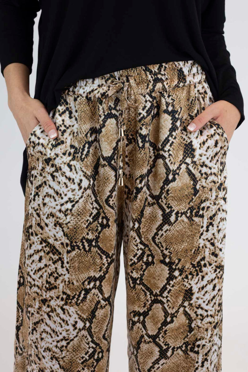 Tan Snake Silky Crop Culottes - Final Sale