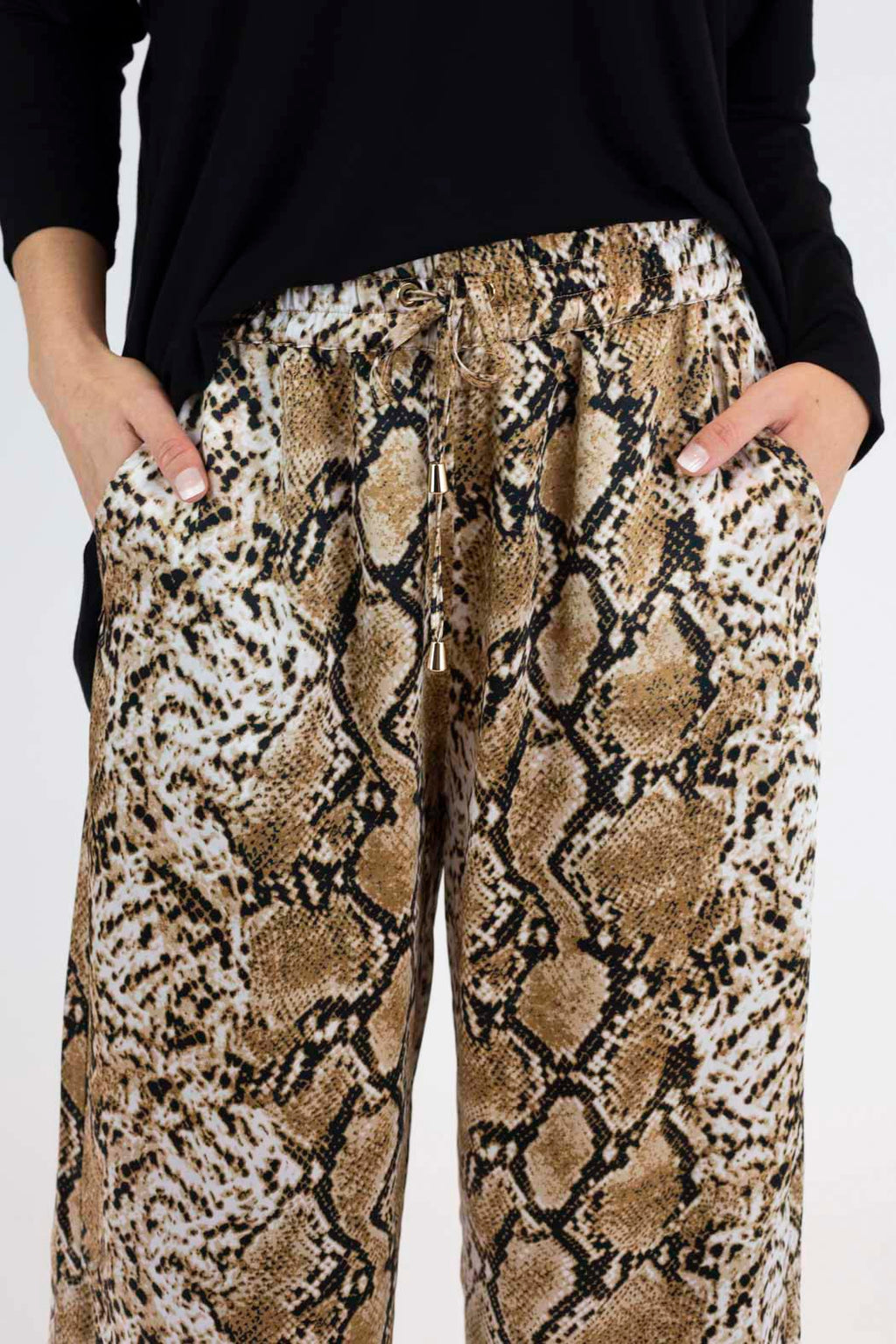 Tan Snake Silky Crop Culottes - Final Sale