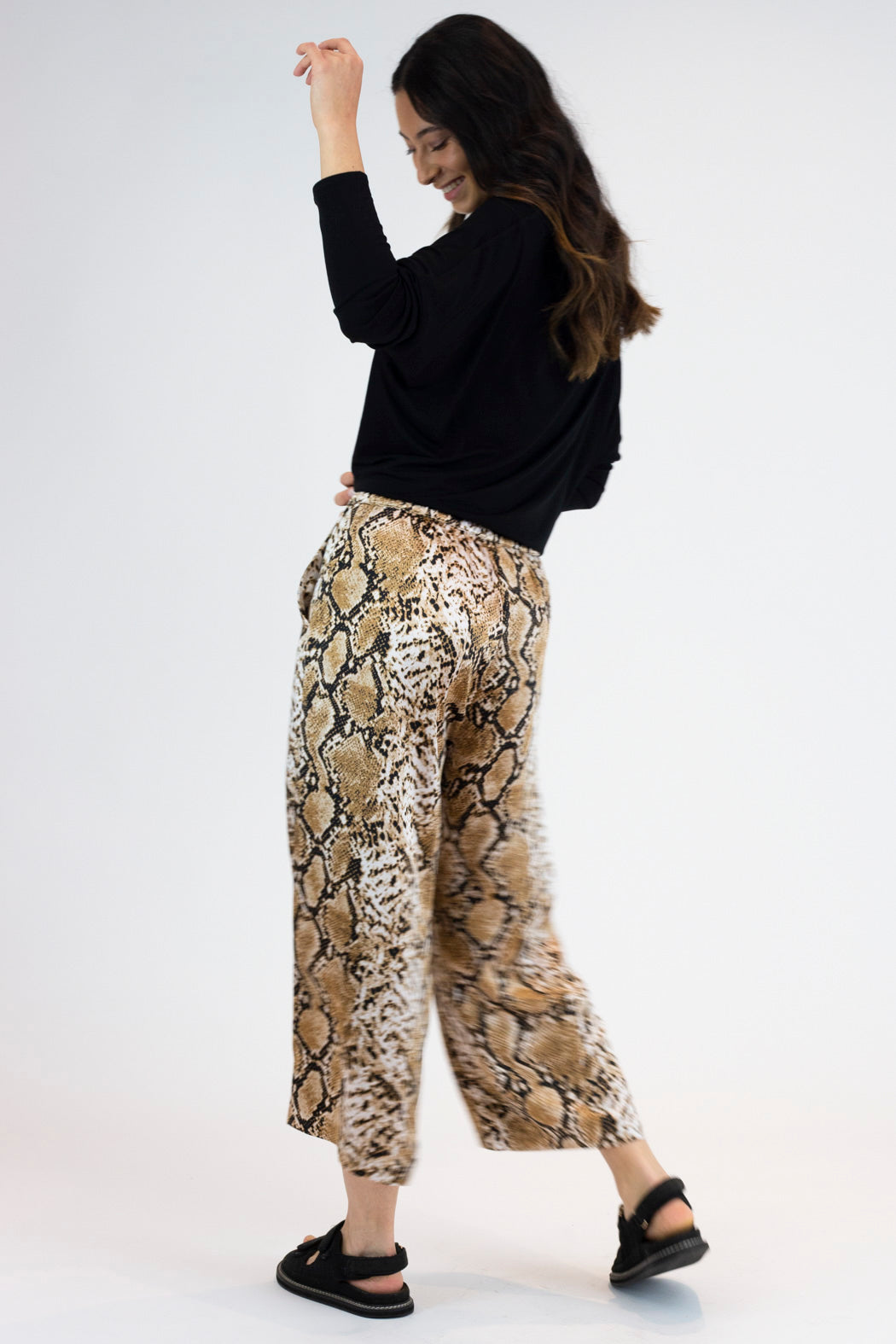 Tan Snake Silky Crop Culottes - Final Sale