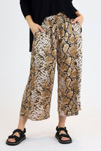 Tan Snake Silky Crop Culottes - Final Sale
