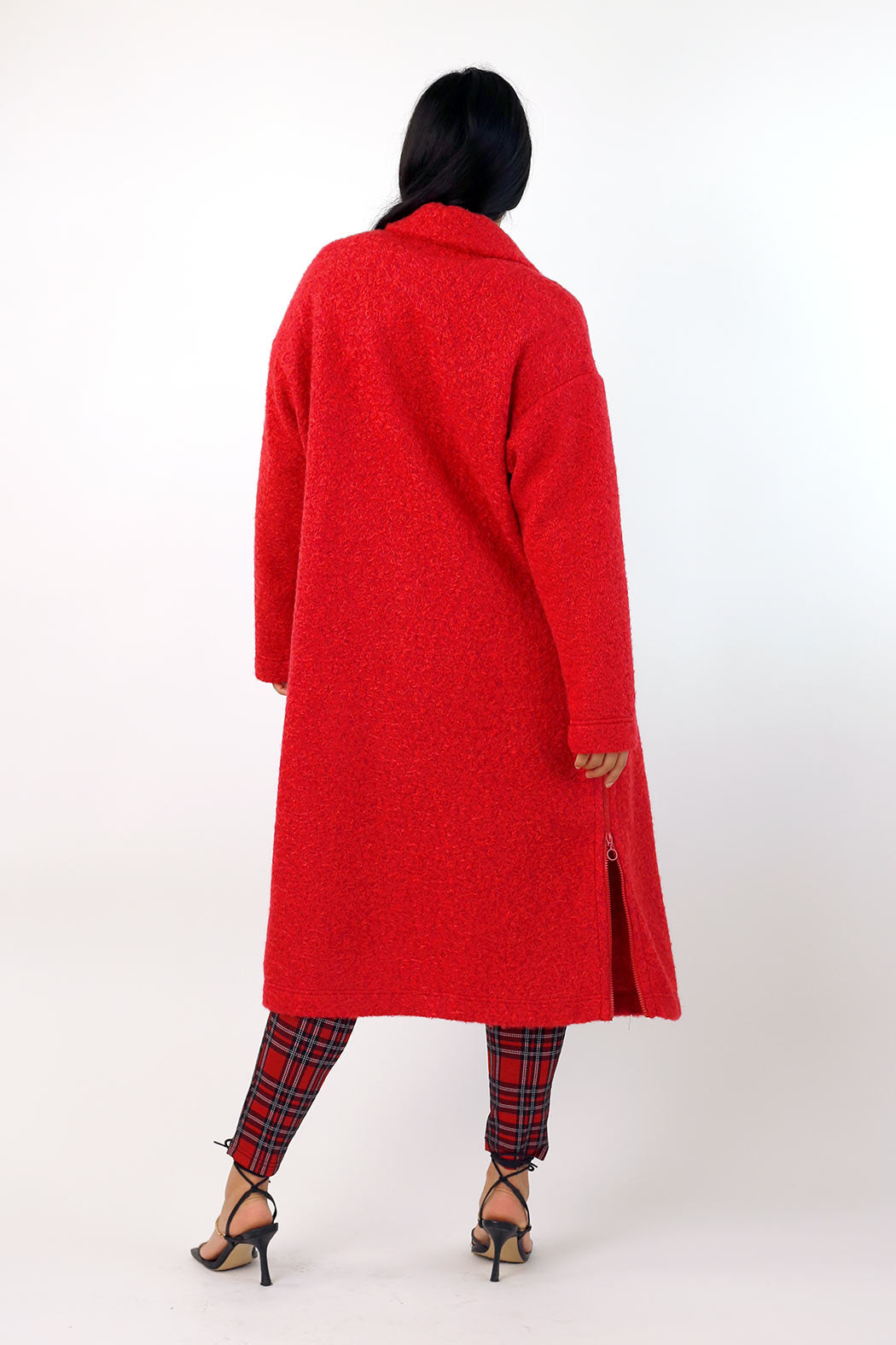 Red Zip Hem Coat