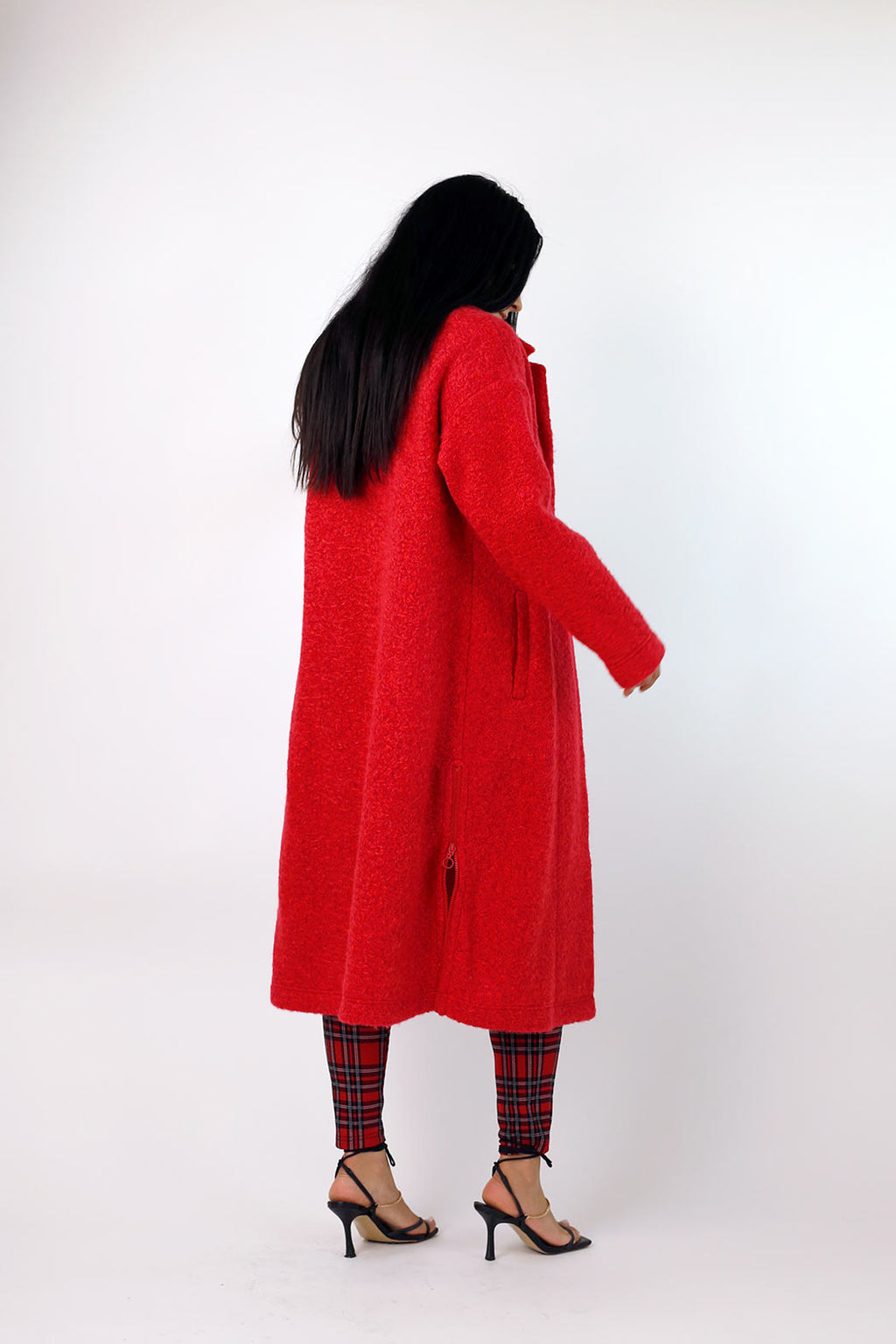 Red Zip Hem Coat