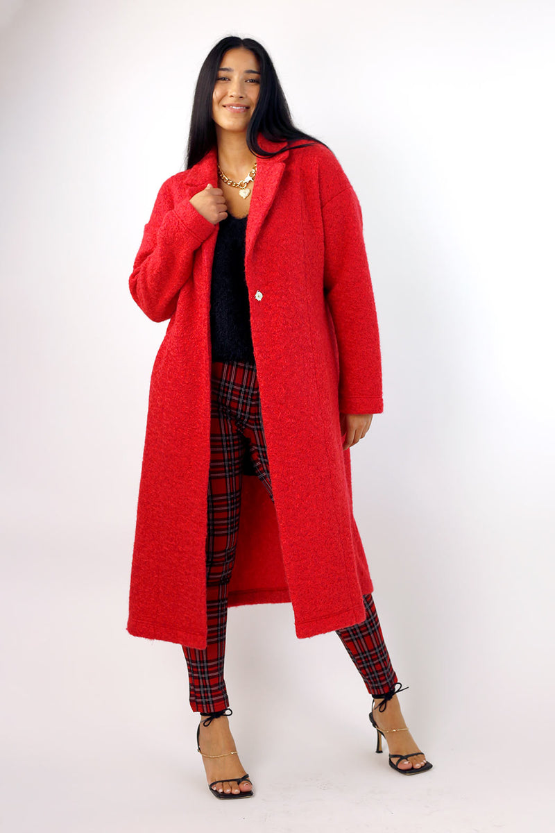 Red Zip Hem Coat