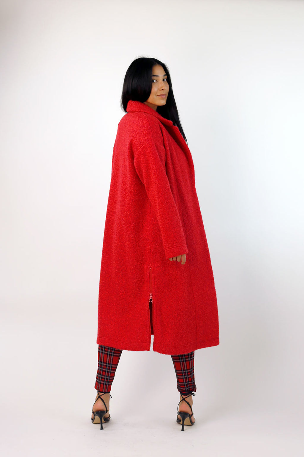 Red Zip Hem Coat