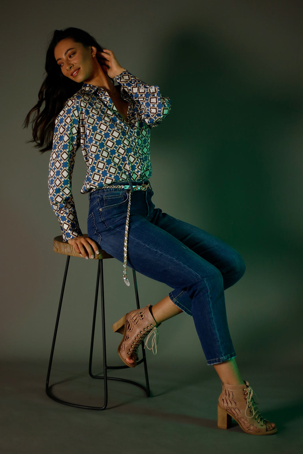 Blue Silky Ruffle Slim Fit Shirt - SALE