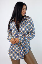 Blue Silky Ruffle Slim Fit Shirt - SALE