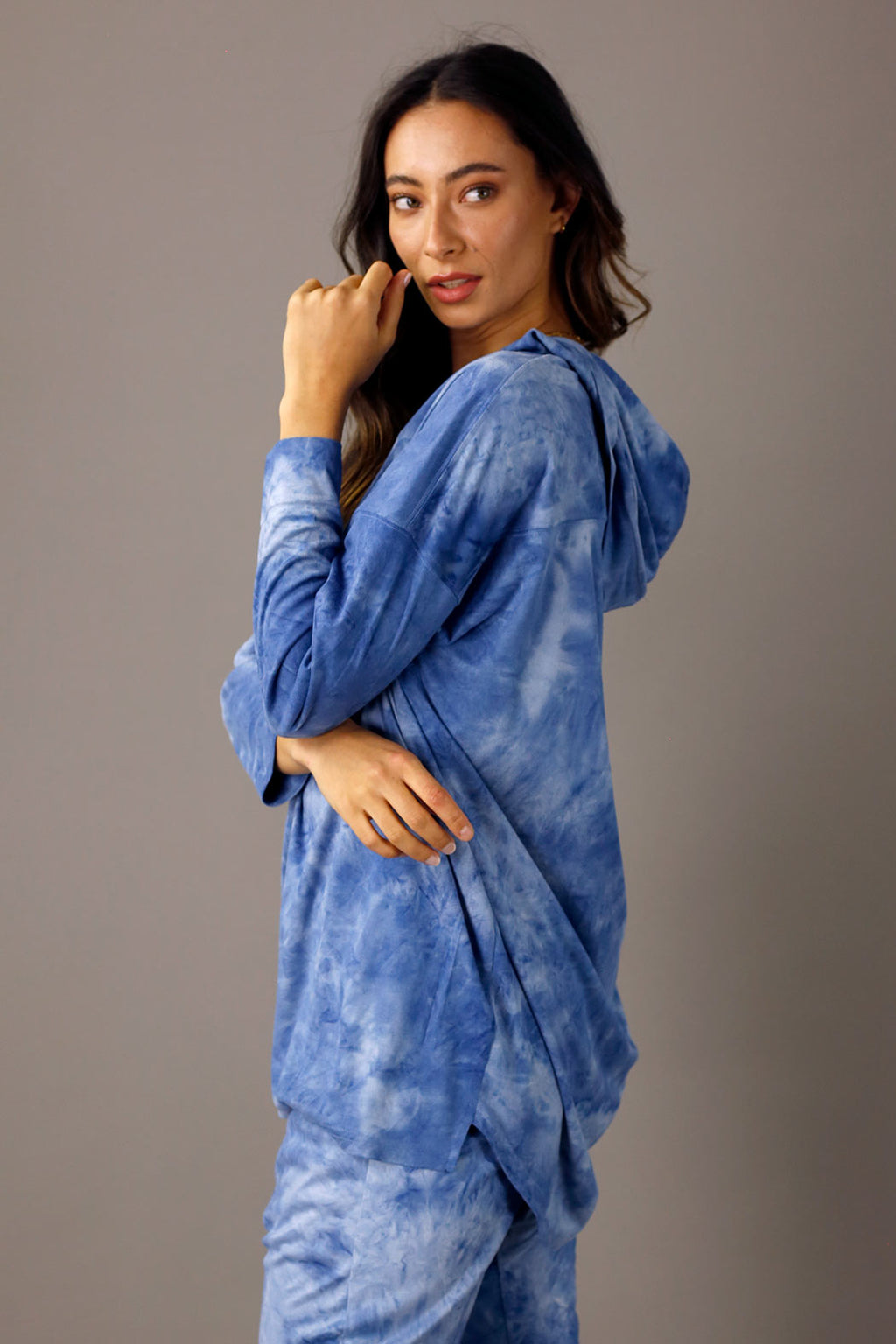 Cornflower Blue Suedette Hoodie