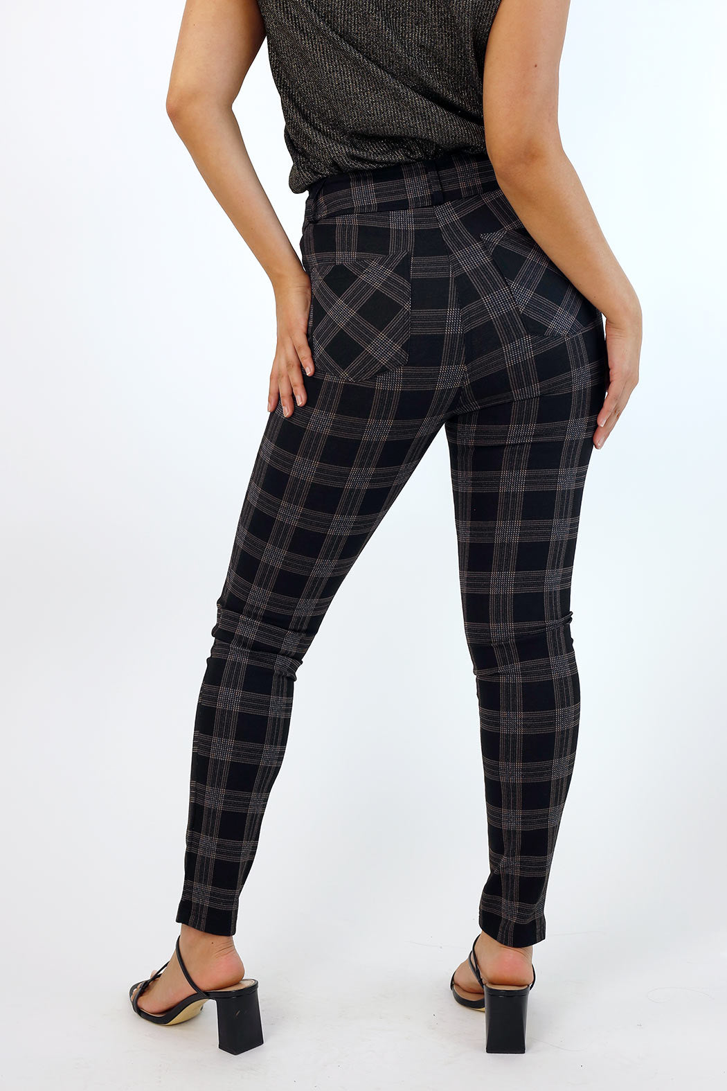 Tan Check Ponte Slim Pant - SALE