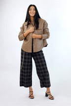 Mocha Vegan Leather Crop Jacket - SALE