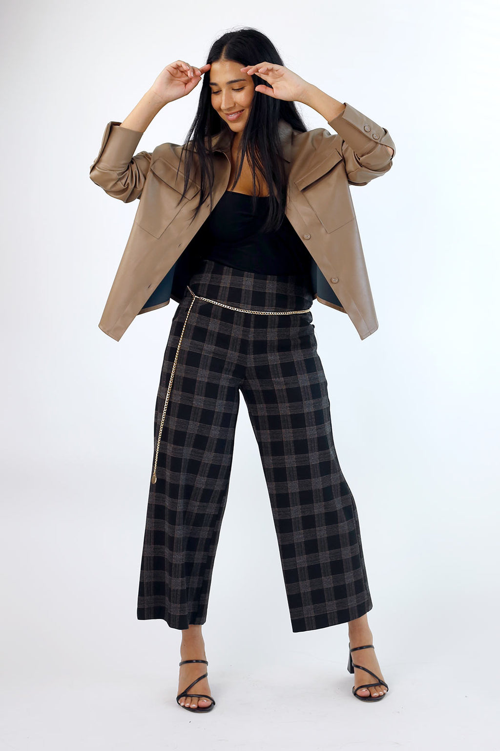 Mocha Vegan Leather Crop Jacket - SALE