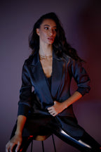 Black Satin Zippy Blazer - SALE