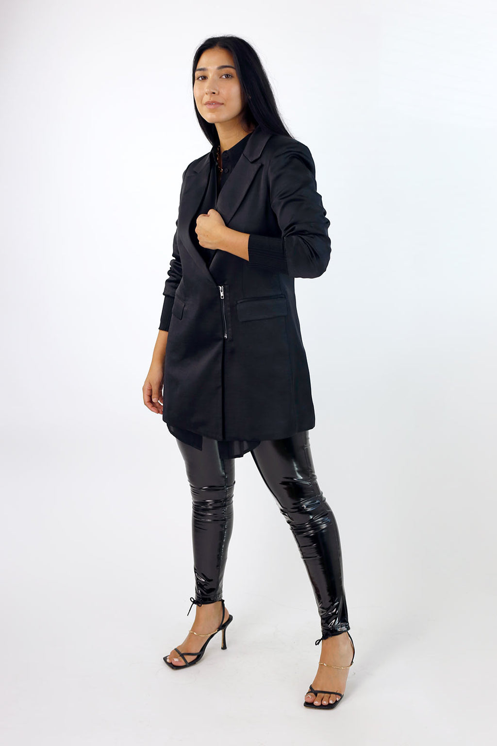 Black Satin Zippy Blazer - SALE