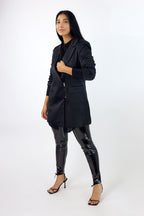 Black Satin Zippy Blazer - SALE