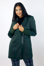 Teal Satin Zippy Blazer - SALE