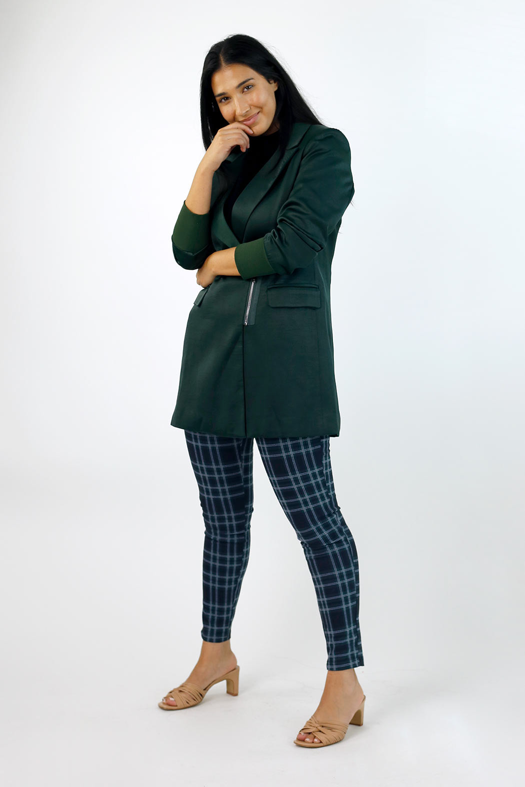 Teal Satin Zippy Blazer - SALE