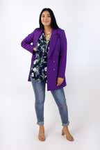 Navy Floral Silky Puff Shirt - SALE