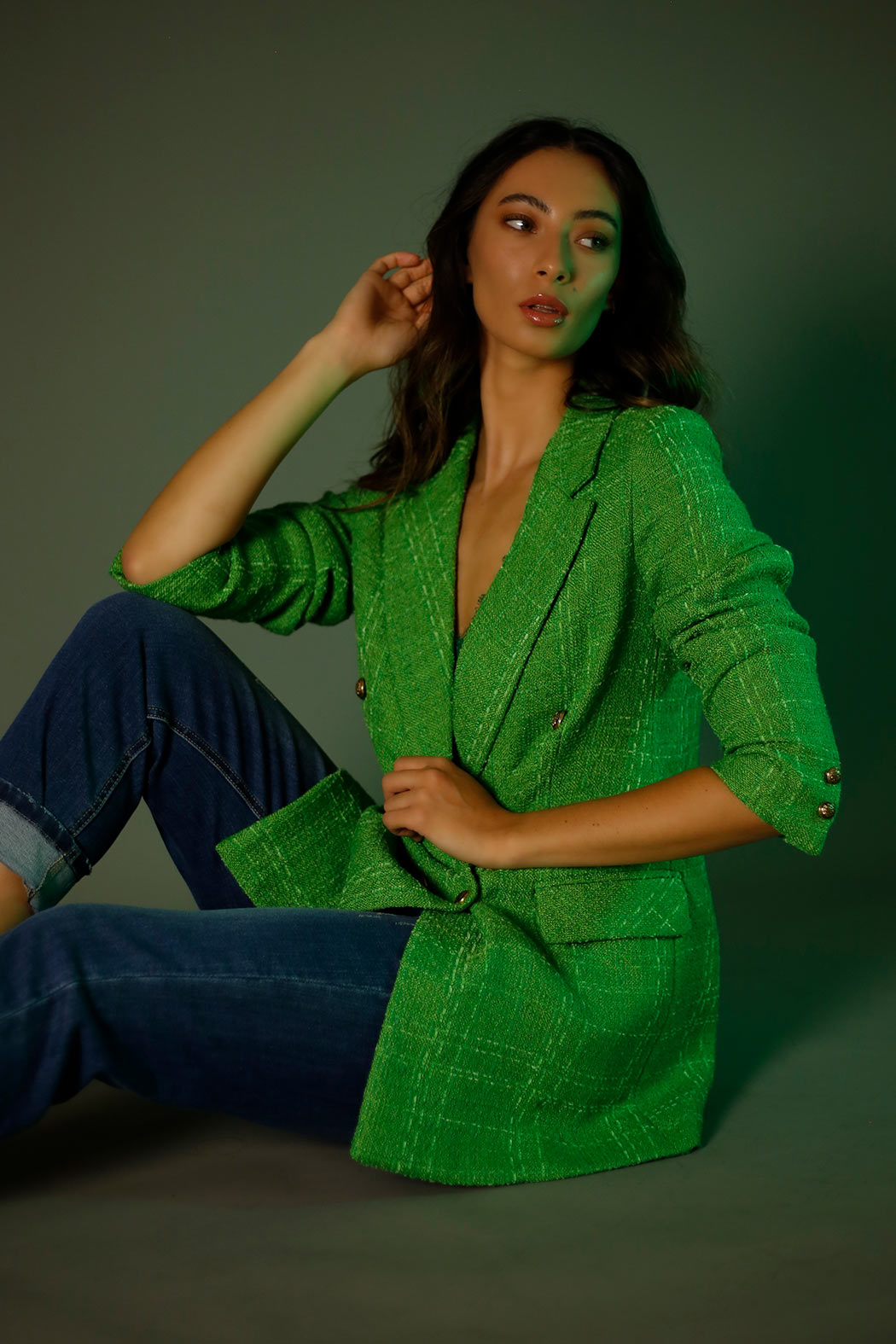 Green Textured Blazer - SALE