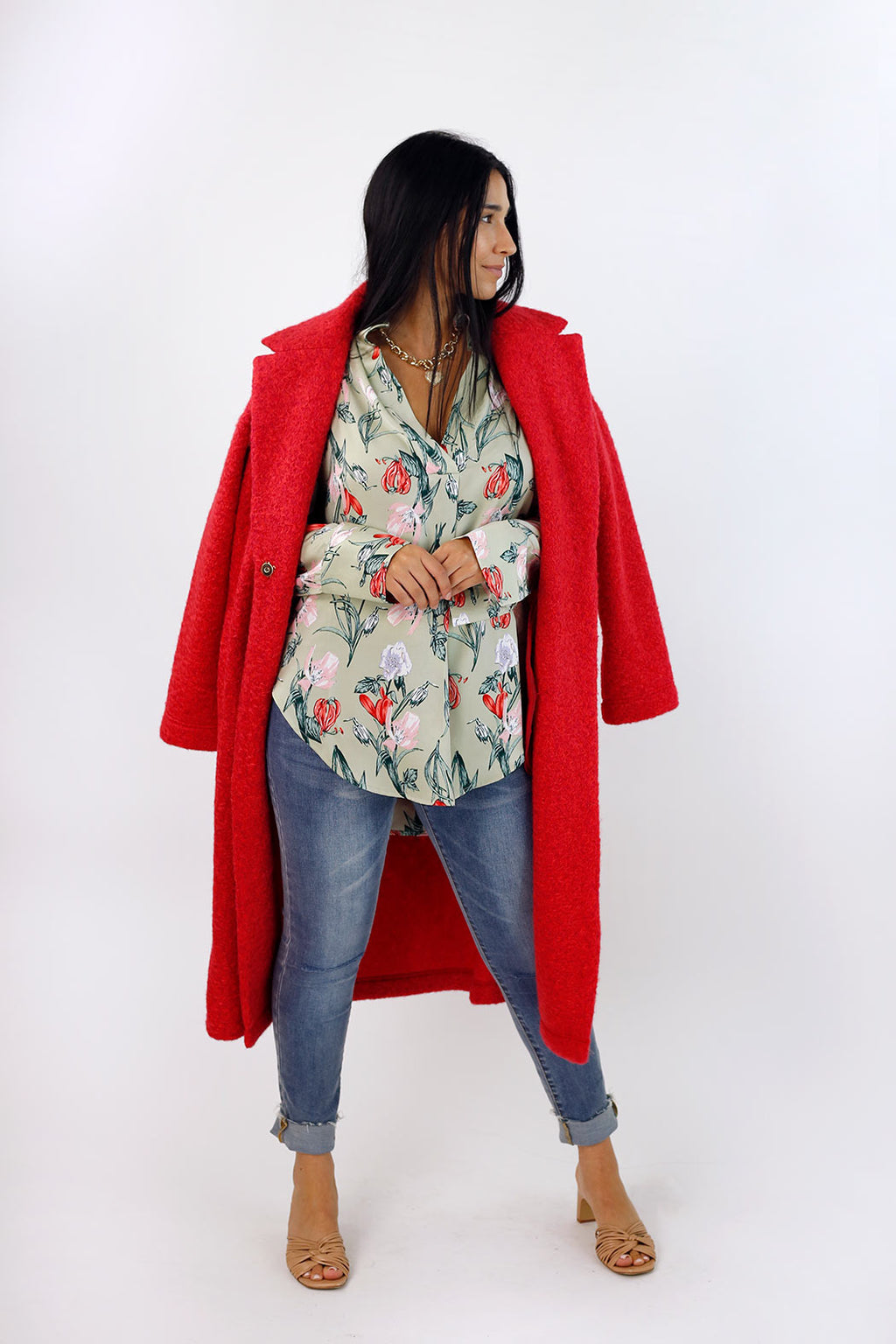 Mint Floral Silky Puff Shirt - SALE
