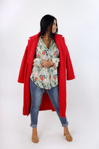 Mint Floral Silky Puff Shirt - SALE