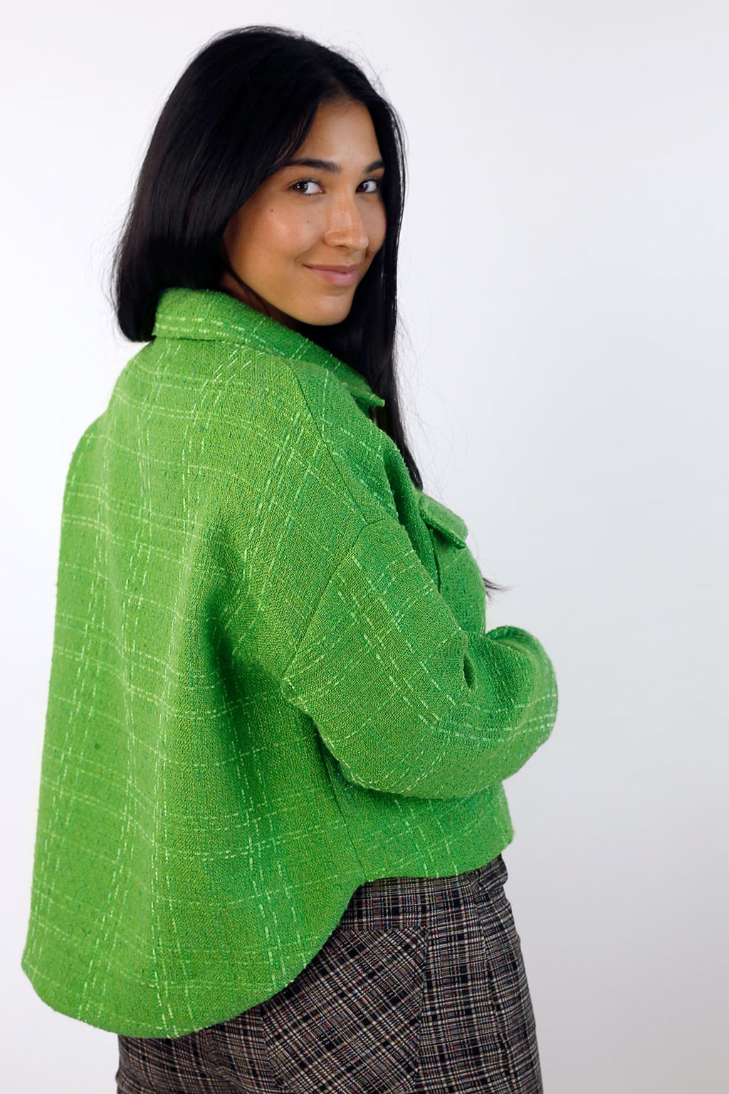 Green Textured Crop Blazer - FINAL SALE