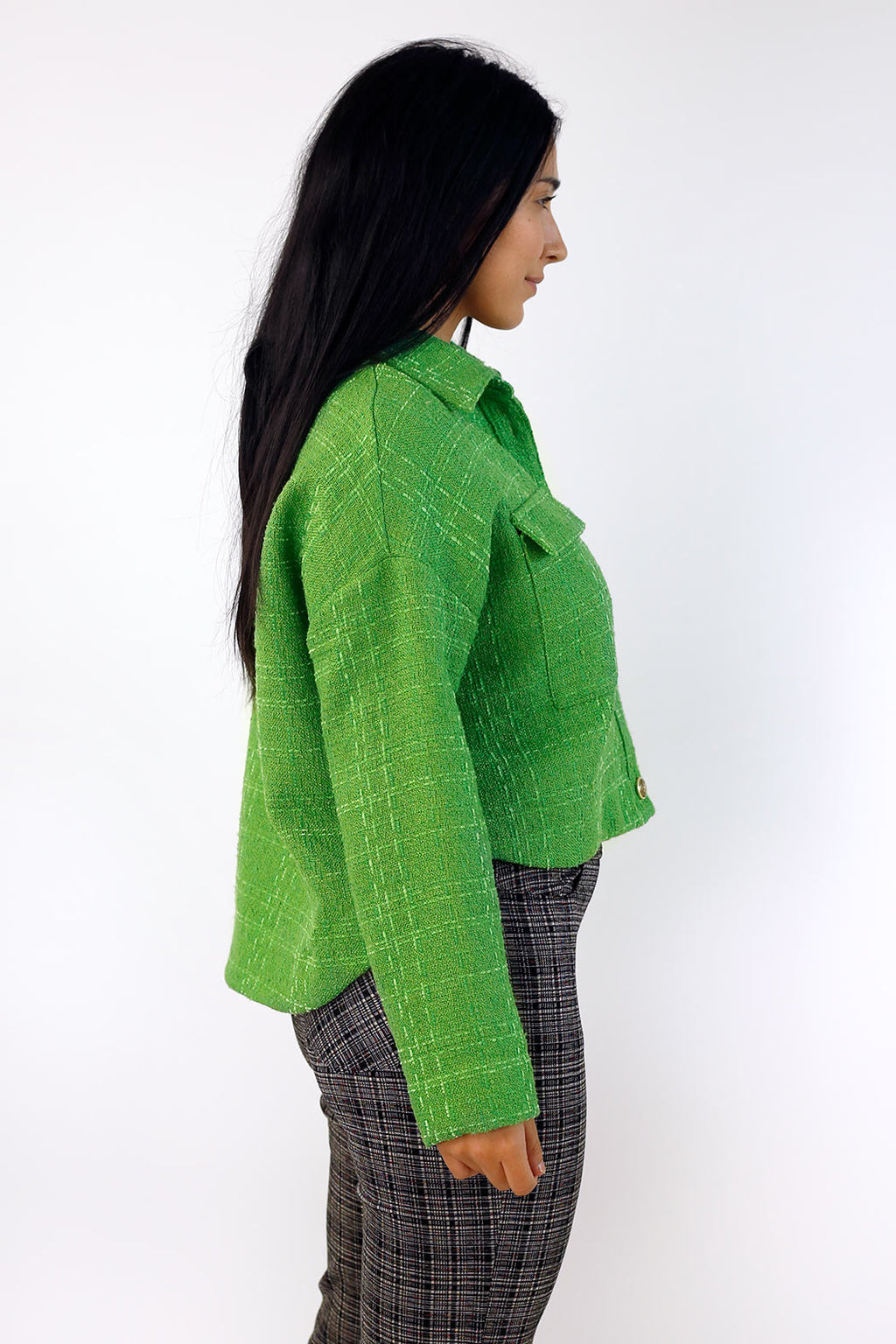 Green Textured Crop Blazer - FINAL SALE