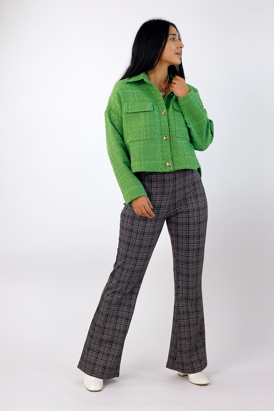 Green Textured Crop Blazer - FINAL SALE