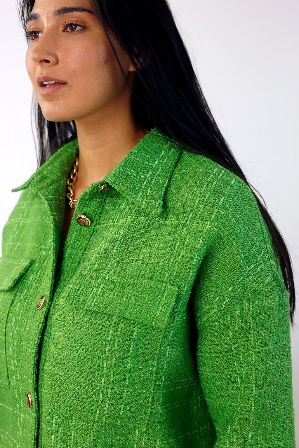 Green Textured Crop Blazer - FINAL SALE