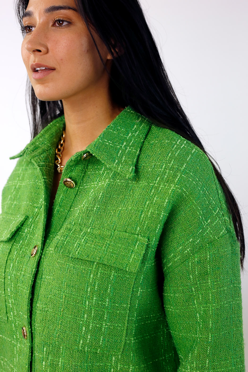 Green Textured Crop Blazer - FINAL SALE
