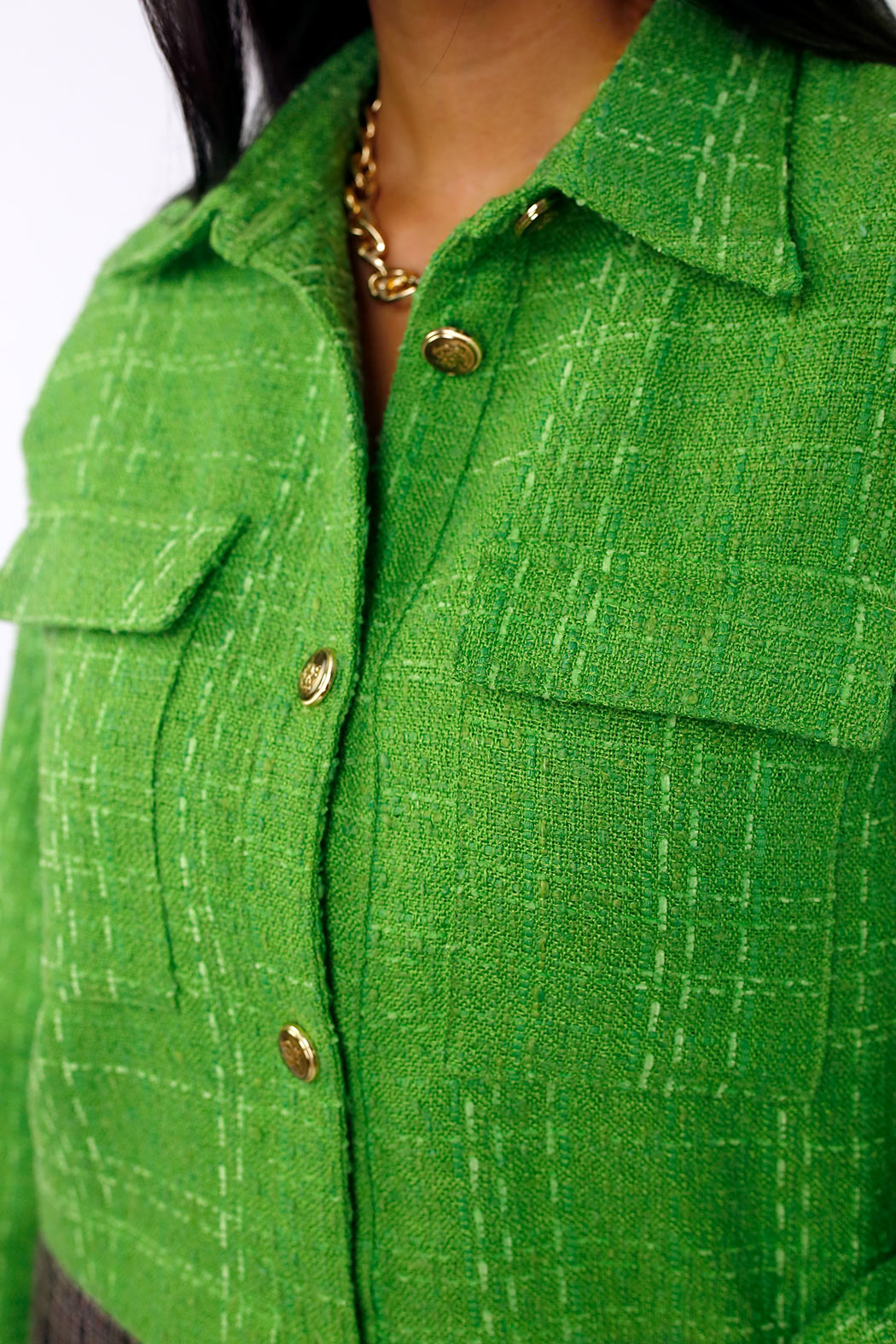 Green Textured Crop Blazer - FINAL SALE