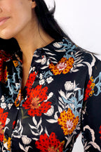 Black Floral Silky Asana Shirt - SALE
